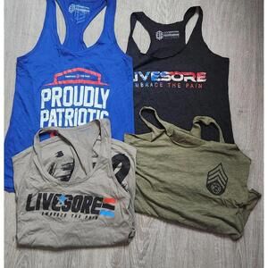 Livesore Tank Top Shirt Womens Small Patriotic Bundle of 4 Workout Gym Fitness